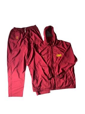 Vtg Nike Team Issued NCAA USC Trojans Warmup Jacket & Wind Pants Dugout Y2K XXL